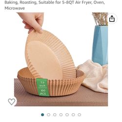 Air Fryer Disposable Paper Liner, Esmula 7.9 inch 100PCS Disc-shaped Liner Non-stick Parchment Paper for Frying, Baking, Roasting, Suitable for 5-8QT 