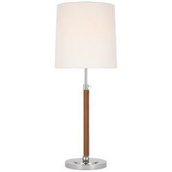 Polished Nickel and Leather Wrapped Adjustable Table Lamp