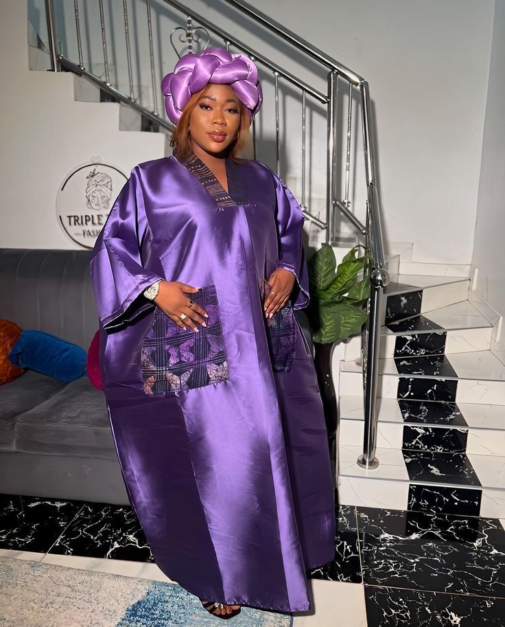 PURPLE RICH AUNTIE BOUBOU WITH BUBBLE HEADTIE