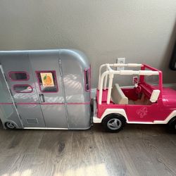 Our Generation 18” Doll Jeep and Travel Trailer