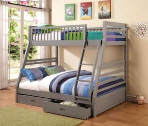 Brand New Grey Twin/Full Bunk Bed