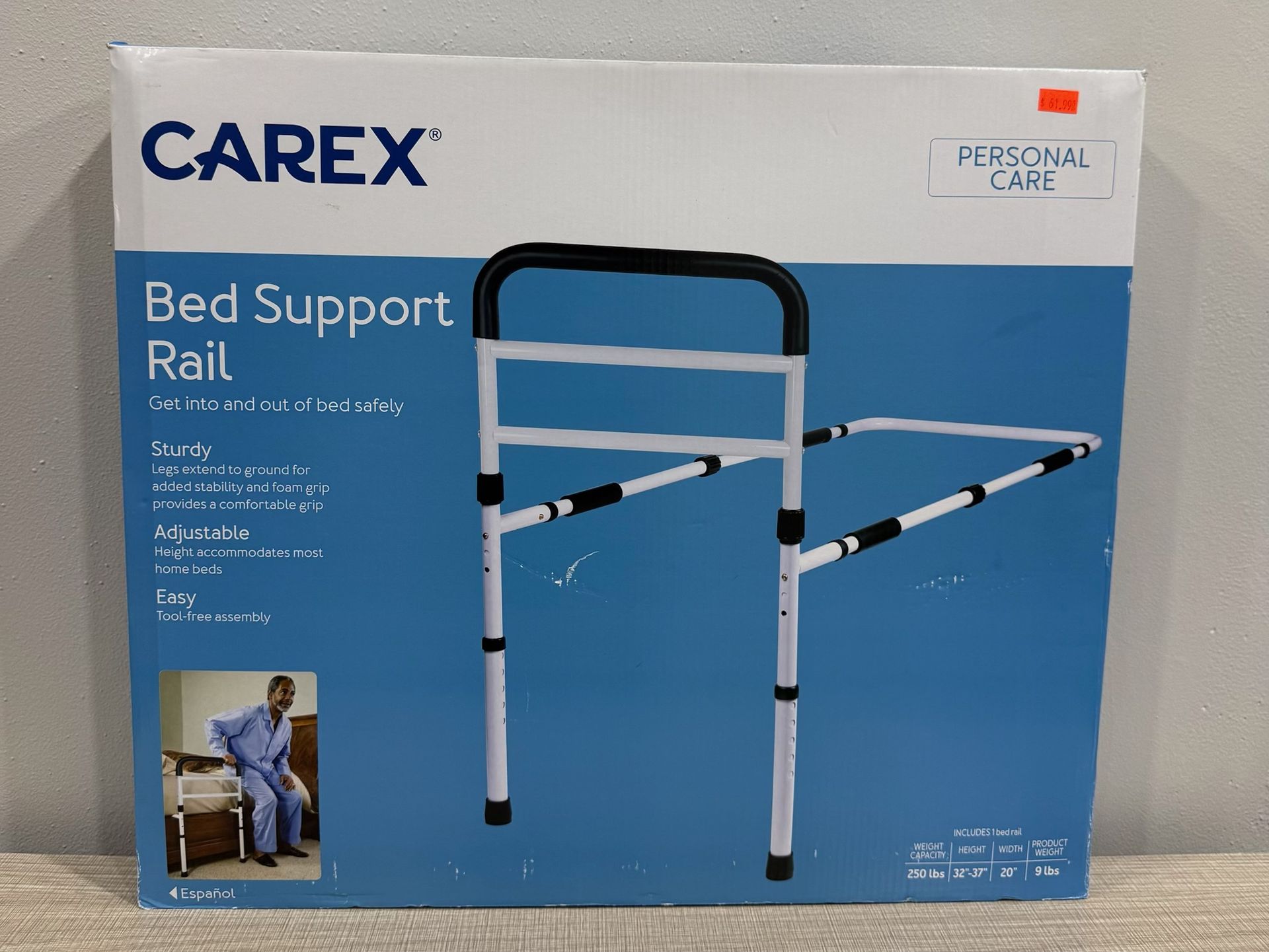 NEW Carex Bed Support Rail Adjustable Home Safety Assist Handle P56200