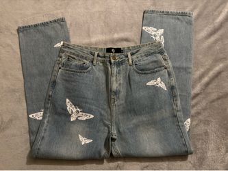 Darc Sports Straight Jeans Deathmoth Print Size 36