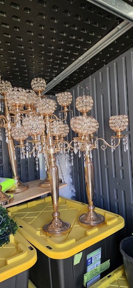 Home, Wedding, Decor Gold Candelabras And Mirror