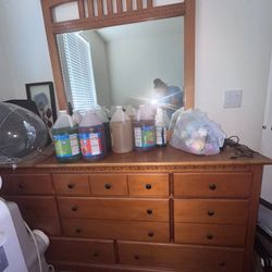 Wooden Dresser With Mirror And Nightstand 