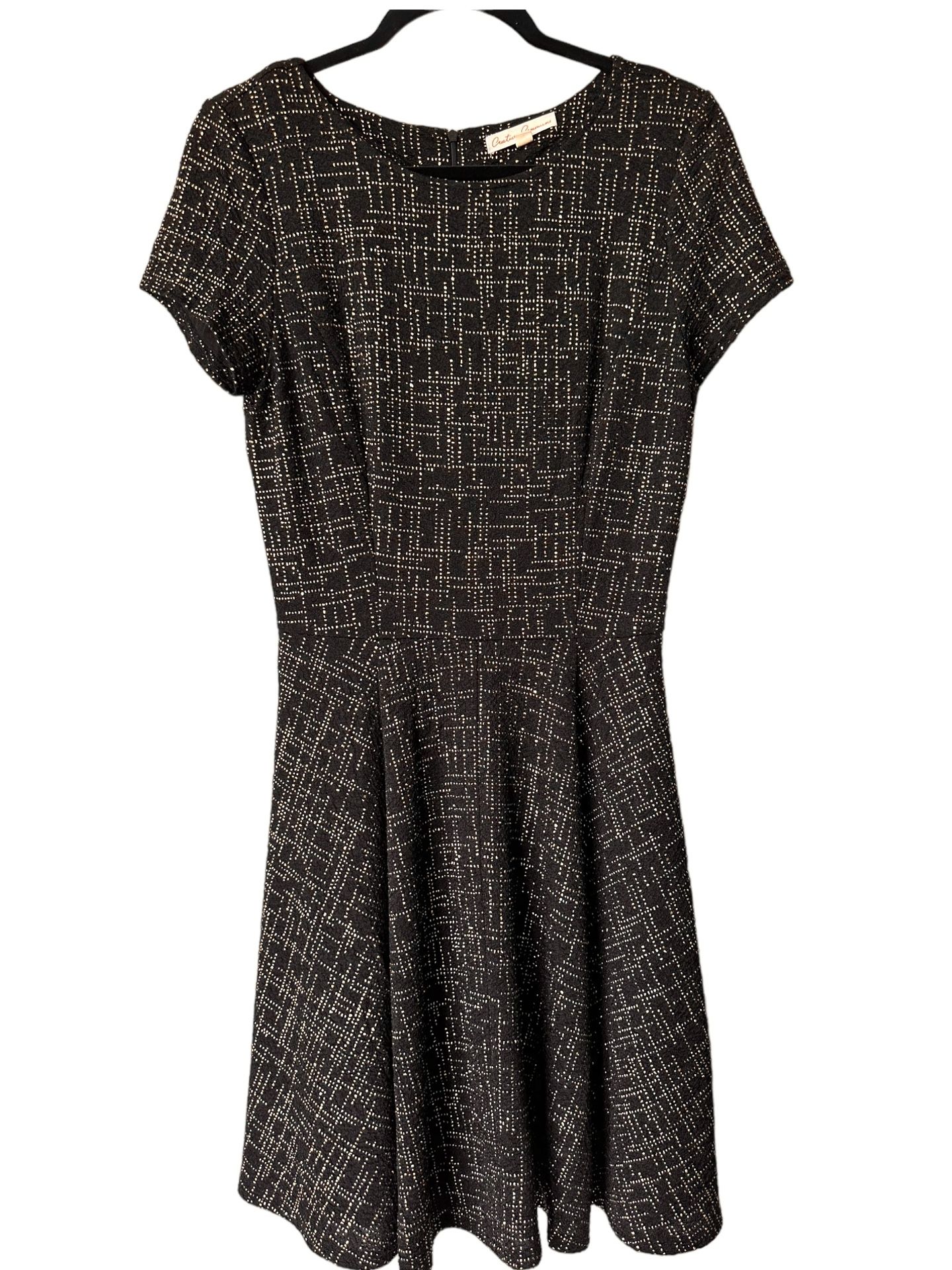 Creative Commune Women's Short Sleeve Fit and Flare Black Dress Size Medium