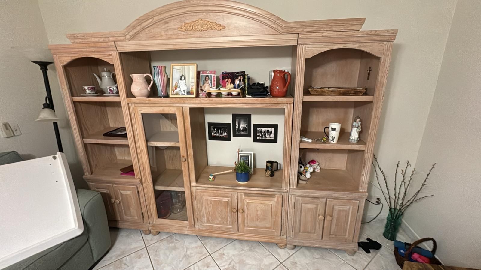 Large Solid Wood Entertainment Center / Display Cabinet