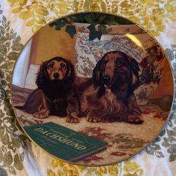 Danbury Mint ; Art By Christopher Nick Limited Edition “Dachshunds Collection “ Dachshund China Plate “Come Here?”