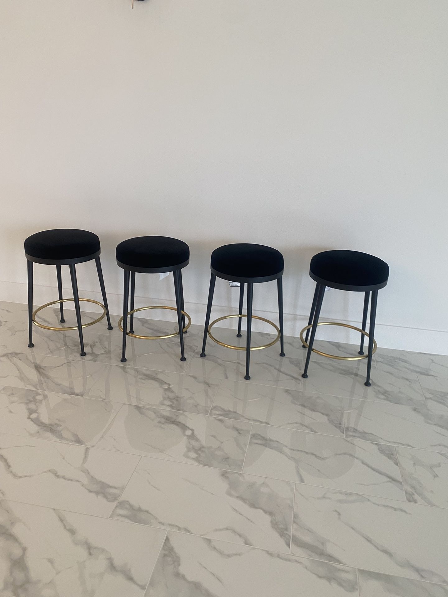 CB2 Black and Brass Counter Stools (4)