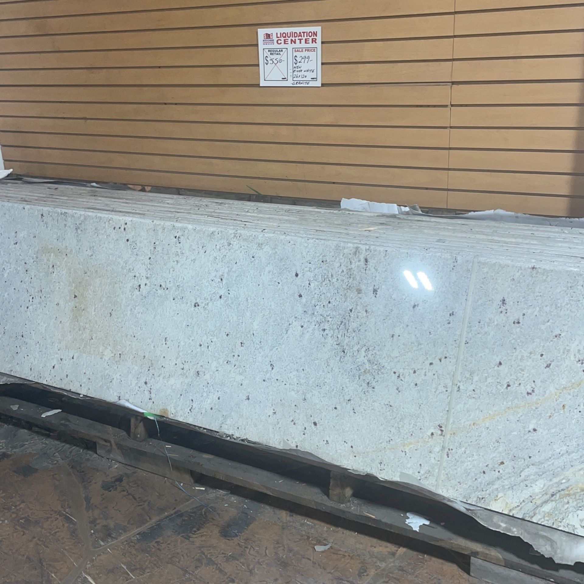Prefab Countertops New River White Granite 26x120 Finished Edge for