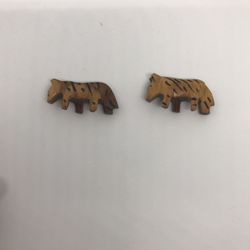 2 tiger wooden statue beads