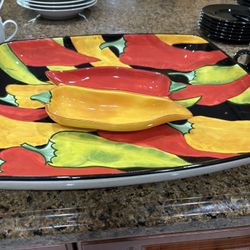 Serving Tray With Sauce Plate Set 