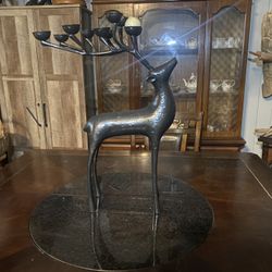 Pottery Barn Bronze Reindeer Candle Holders 