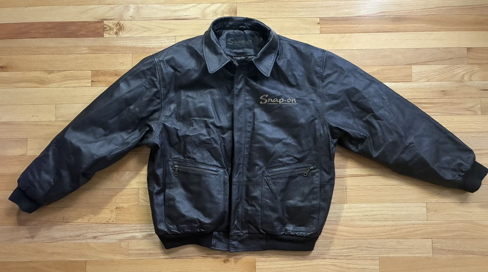 Snap On Tools Retro Leather Bomber Coat Jacket Men’s Size XL