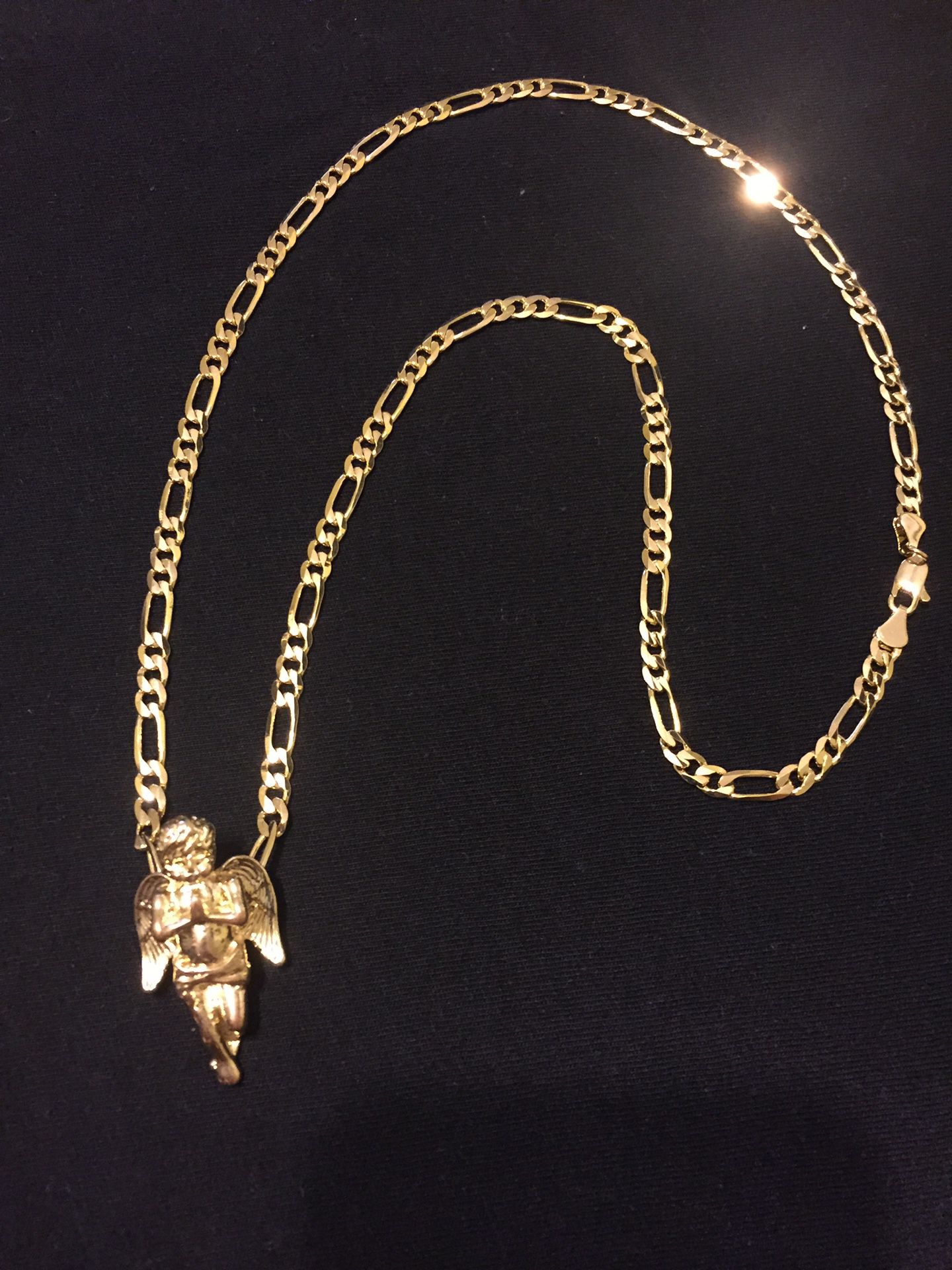 14k gold plated figaro chain 24"