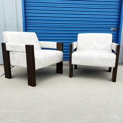 Brand New. (Set Of 2) Ashley Accent Chairs. Color:Bone/Espresso Wood. $299