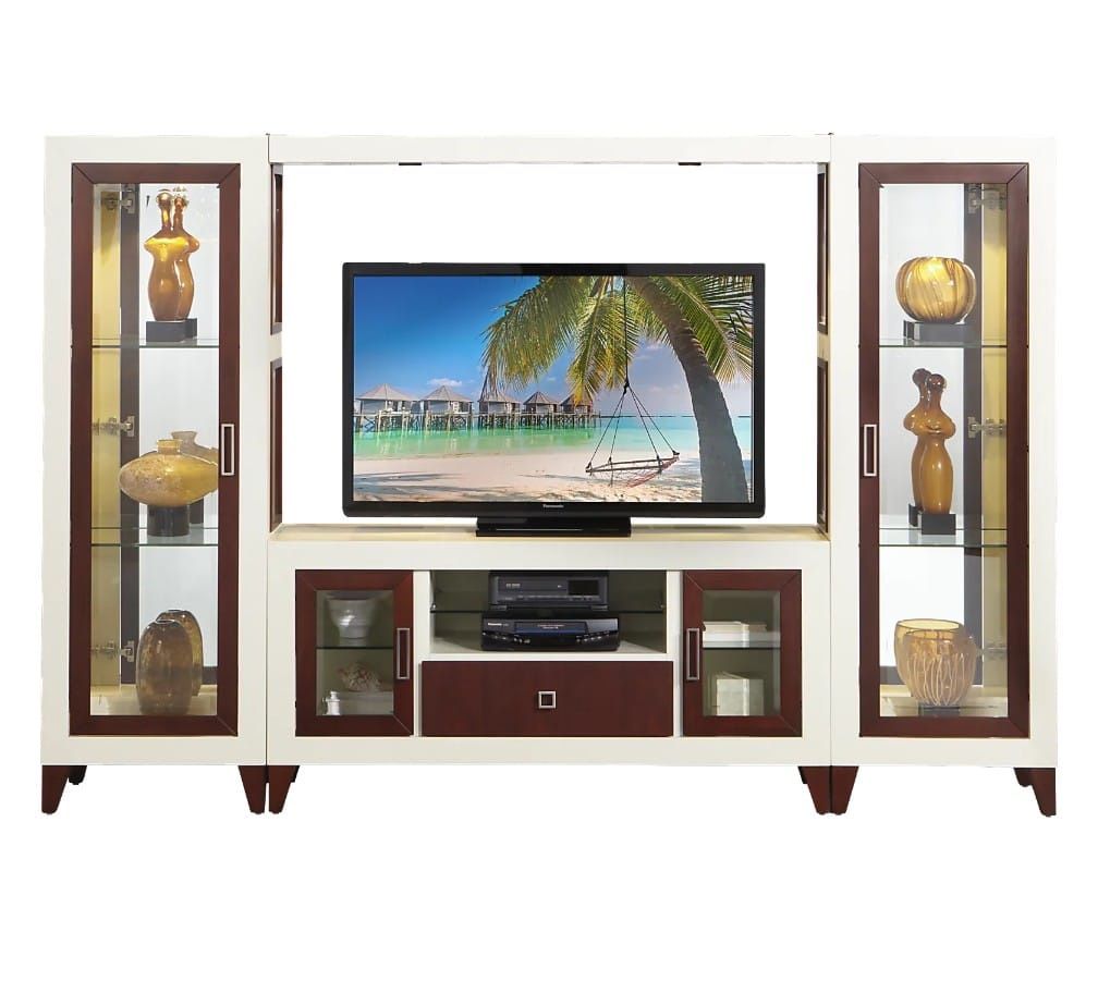 Sofia Vergara 4-Piece TV Furniture Set – White and Brown