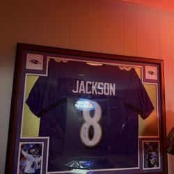 Professionally Framed Signed Lamar Jackson Jersey