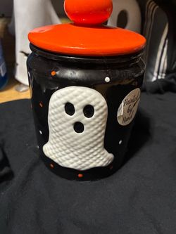 Halloween Ghost Ceramic Cookie Jar