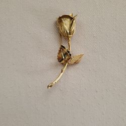 Vintage Giovanni Goldtone Rose Brooch, Signed from 1960s