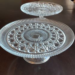 Crystal hand carved cake stand