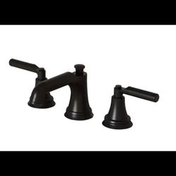 BWE 8 in. Widespread 2-Handle Low-Arc Bathroom Faucet w/Drain Kit in Matte Black
