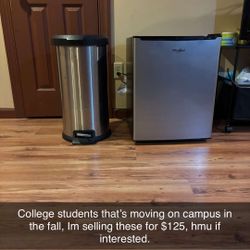 Small Fridge & Trashcan