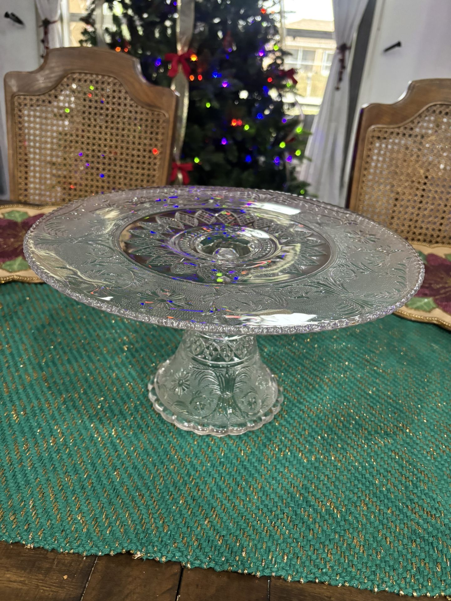 Antique Duncan  Miller Glass Pedestal Cake/sandwich Stand Plate 