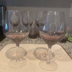 Wineglassese 2 Large Pier One Crackled Glass Purple Set of 2 wineglasses