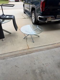 Glass tables and chairs and glass coffee table 180