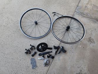 Complete Shimano 105 11 speed rim brake groupset w/ wheelset upgrade package for drop bar road bike