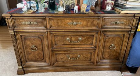 Elegant Vintage Buffet with Ornate Brass Hardware