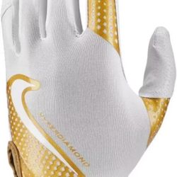 NEW Nike Hyperdiamond Batting Gloves Softball Baseball Gold White Size Small