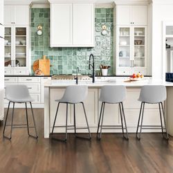 24"H Modern Velvet Bar Stools, Light Grey (Set of 4)