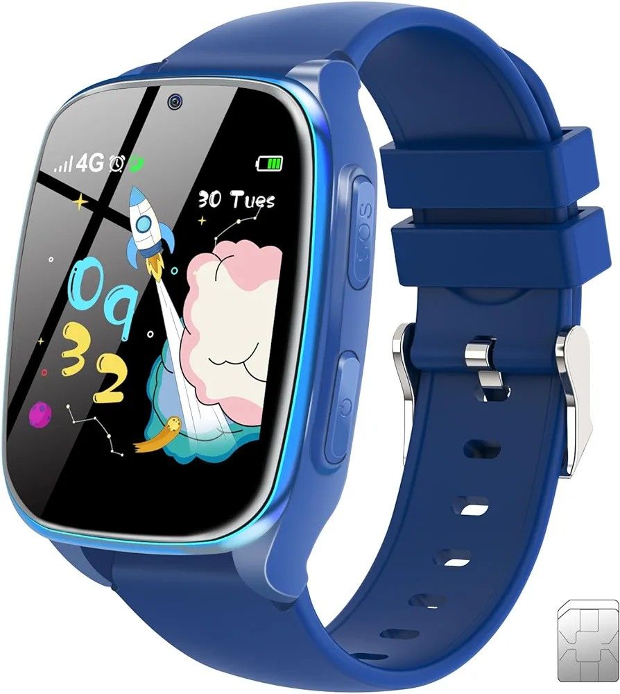4G Kids Smartwatch Phone - Smart Cell Phone Watch for Boys Girls Ages 4-12 with Call, SOS, Parental Controls, Games, Camera, Alarm, Video, Music