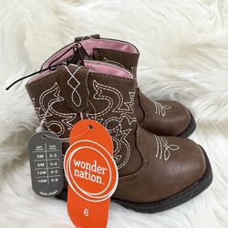 Nwt: Wonder Nation Toddler Girls Western Boots-size 6