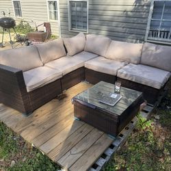 🌿☀️ 7-Piece Patio Set w/ Cushions & Glass Table | Outdoor Furniture