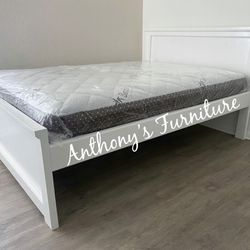 White Full Bed & Bamboo Mattress 