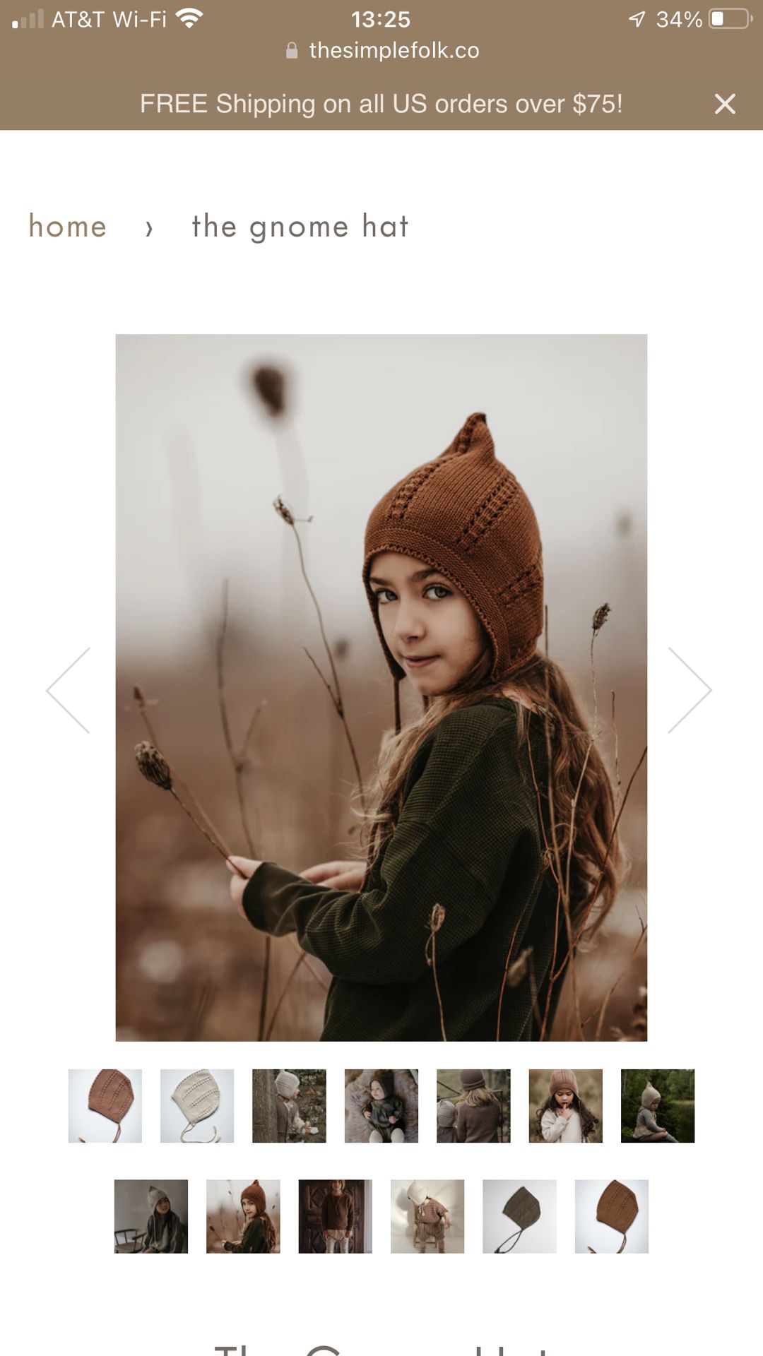 Gnome Hat By Simple Folks 4-7 Y