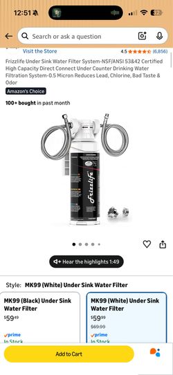 Under sink water filter