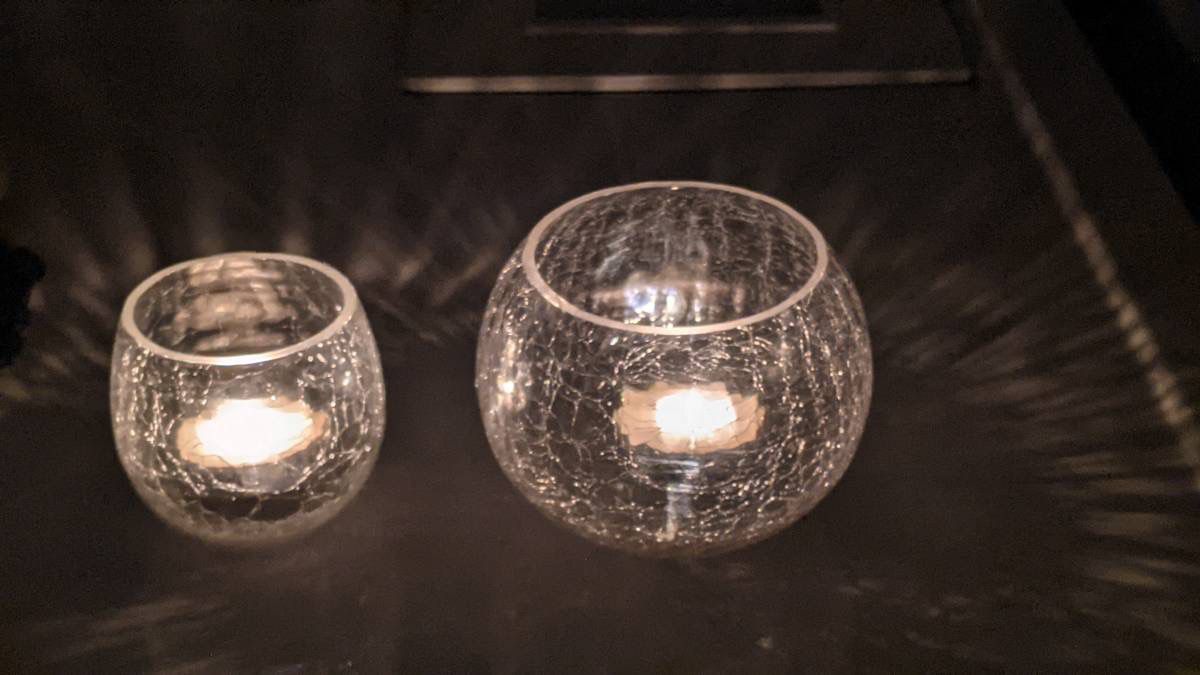 Crackle Glass Clear Votives, 30 Large, Clean with tealights