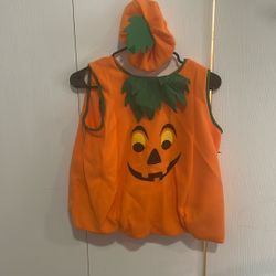 Pumpkin costume w/ hat size (L )in toddler size 