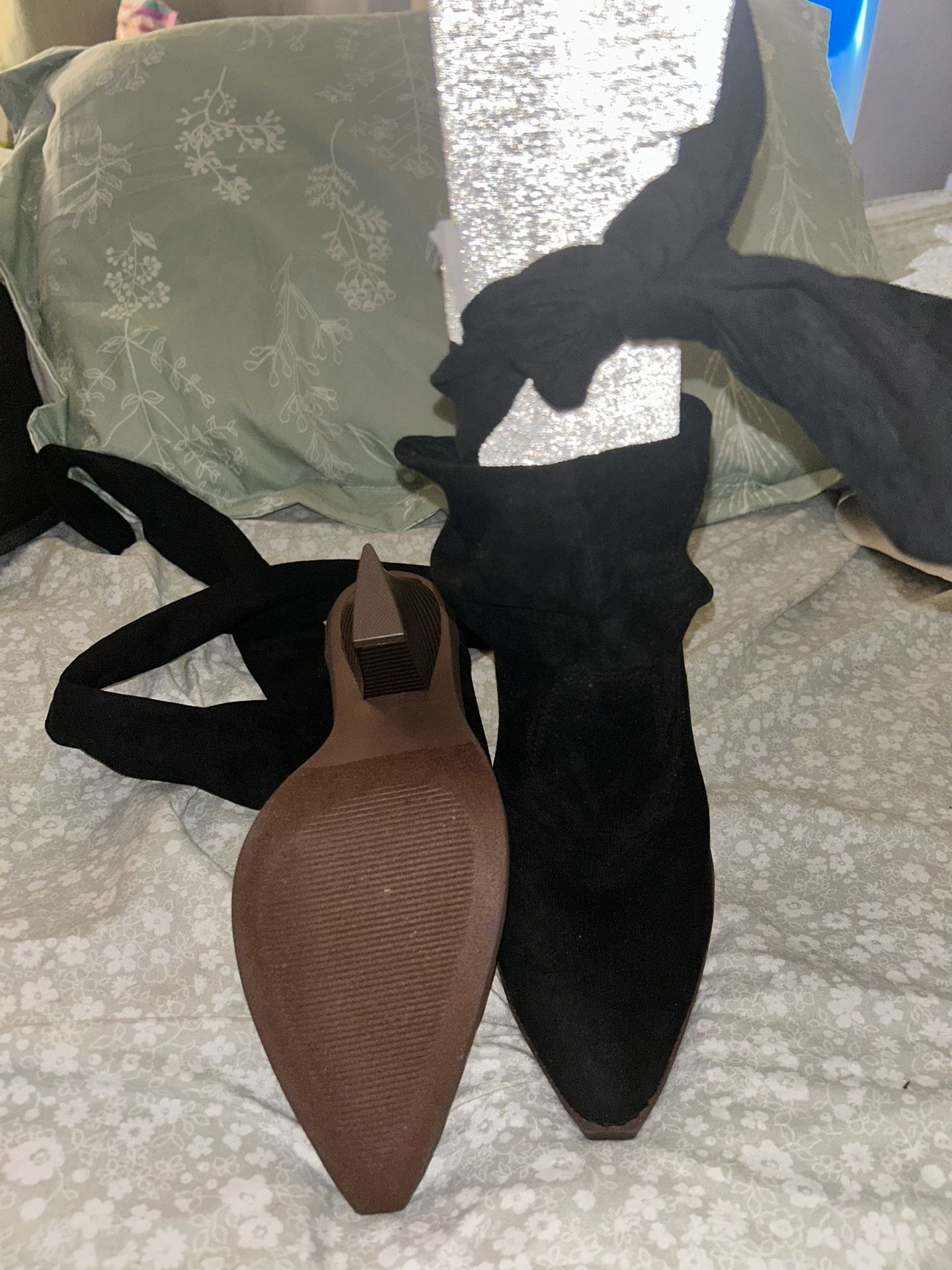Two Pairs Of Black Booties Never Worn Size 9