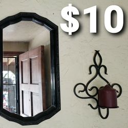 Wall Decor. Candle Holder with Mirror and Flower Holder with Mirror 