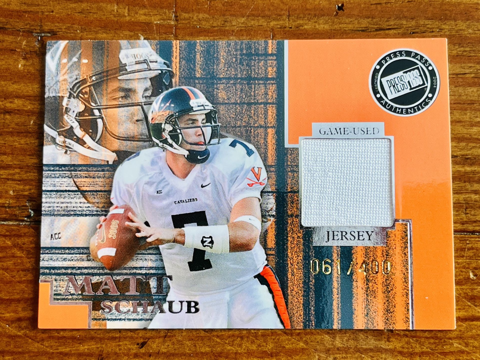 Matt Schaub RC 61/400 #JC-MS GAME USED JERSEY PRESS PASS
