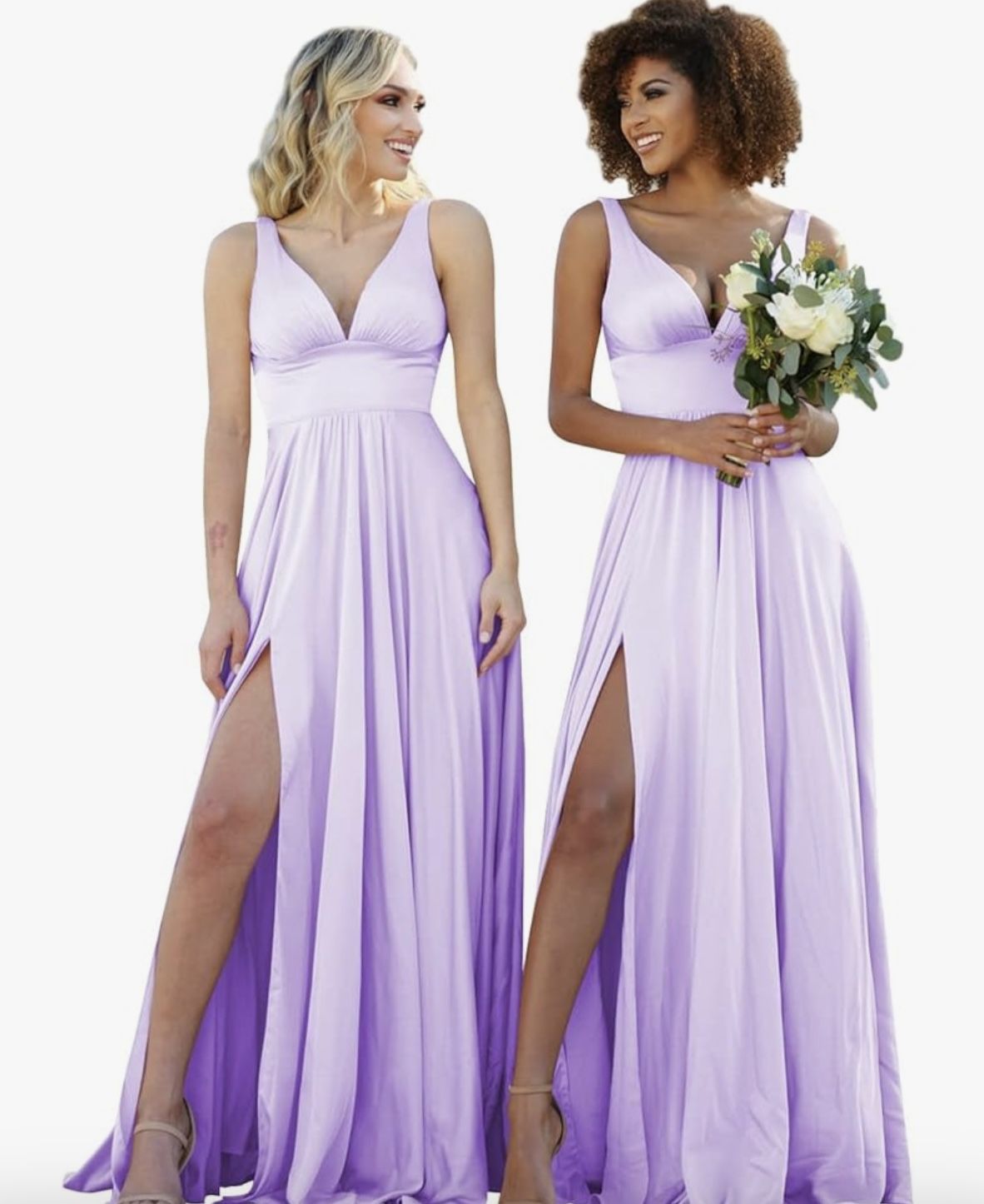 Women's V-neck Chiffon Bridesmaid Dresses for Wedding Long Formal Evening Prom Party Gown YA002