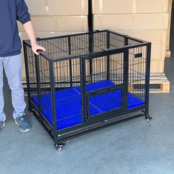 (New) $180 Large Folding Heavy Duty Dog Cage Crate Kennel, Single-Door, 41x31x34”