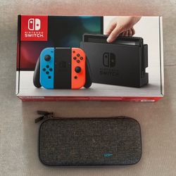 Nintendo Switch With Case - Excellent Condition