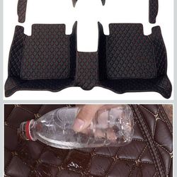 Customized Car Floor Mats - for ES ES300 ES330 ES350 ES300h 2002-2019 Front ＆ Rear Leather Liner/Set (Black Red)