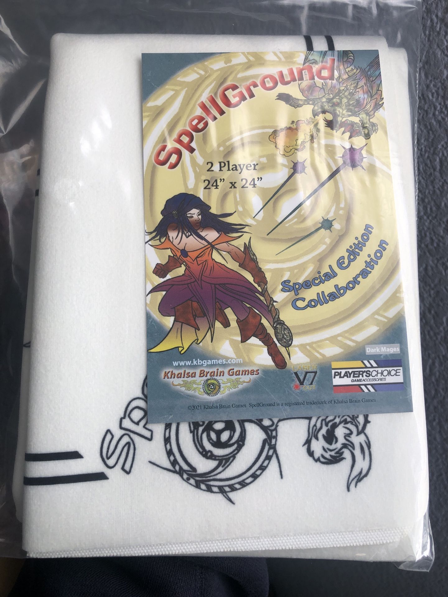 Spellground 2 Player Mat Players Choice Khalsa Brain Games Collab DarkMages White V7 Brand New
